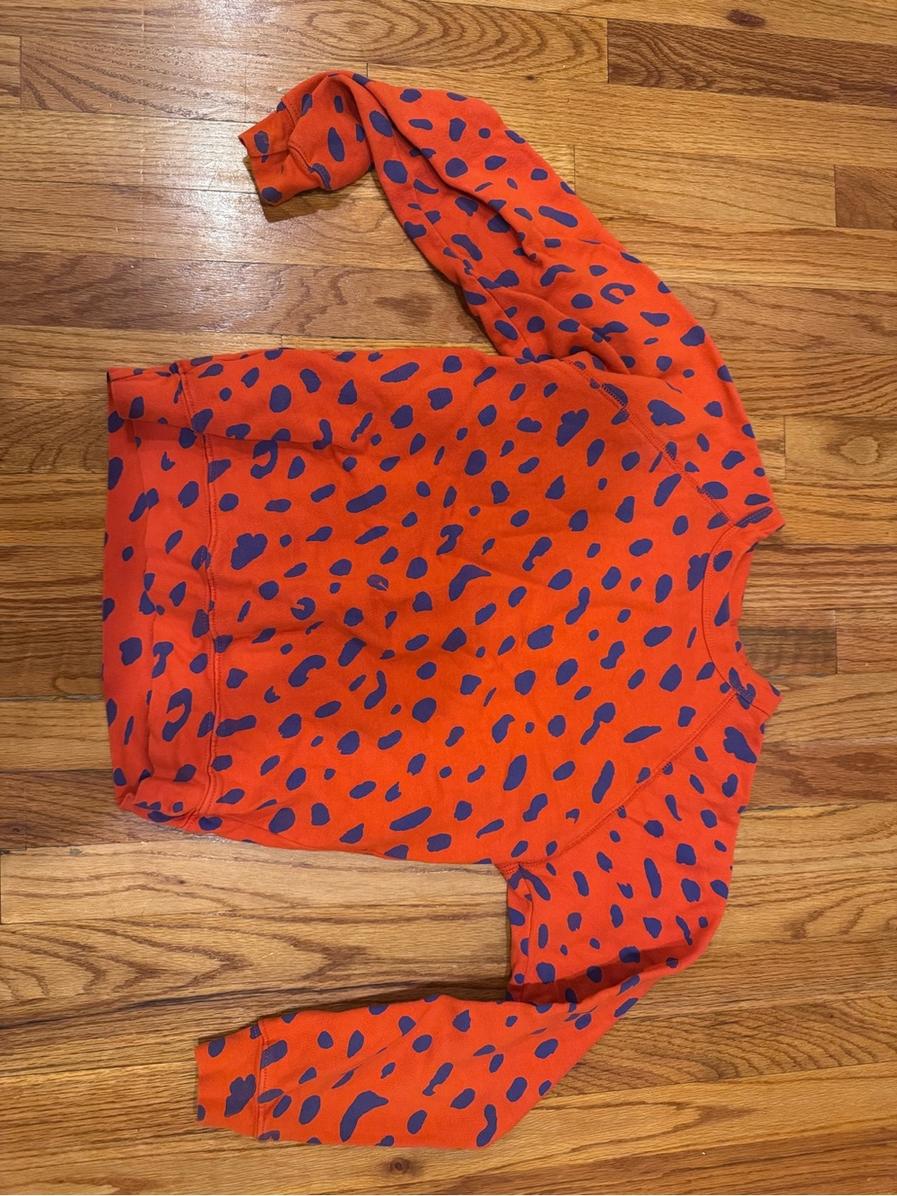 Clare V. Orange Sweatshirt with Blue Spot Motif